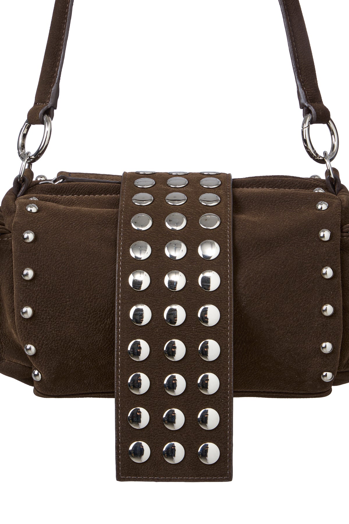 TWO-WAY STUD MINI BAG IN BROWN — image 7
