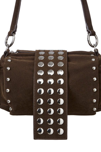 TWO-WAY STUD MINI BAG IN BROWN — image 7