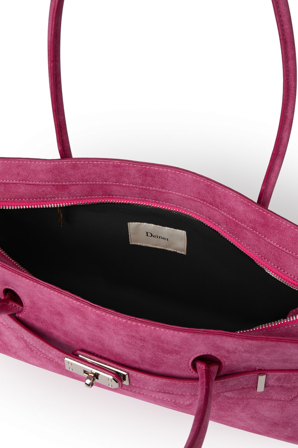 FAUX SUEDE TWO-WAY BAG IN DEEP PINK — image 11