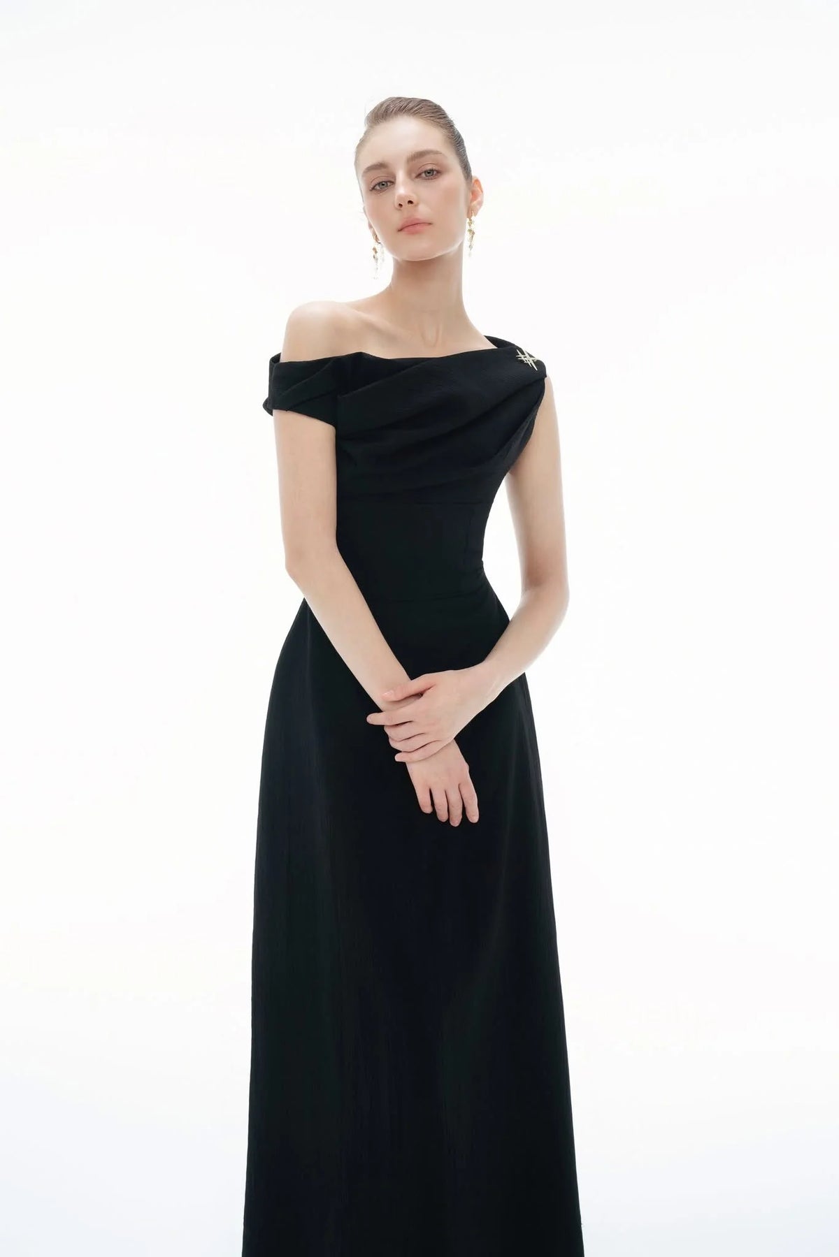 BYDENIO Twisted midi drape dress
