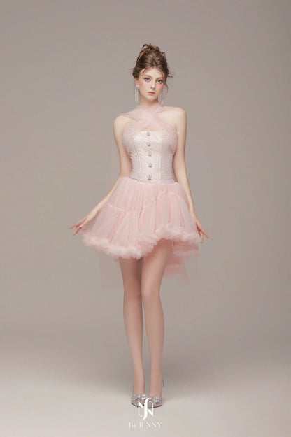 [品牌授权] BY JENNY PINK HOLLY MINI DRESS
