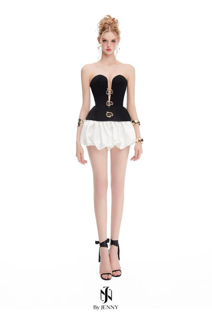 [品牌授权] BY JENNY Black Maya Top & Mini Skirt