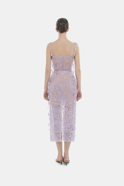 [品牌授权] MONTSAND Beaded Lace Pencil Dress - Purple