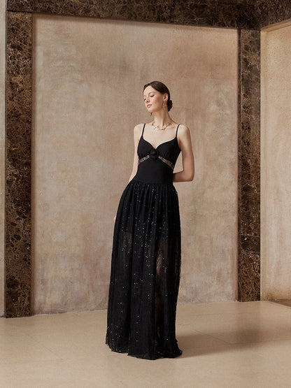 Fa sogno Black Rosy Maxi Dress
