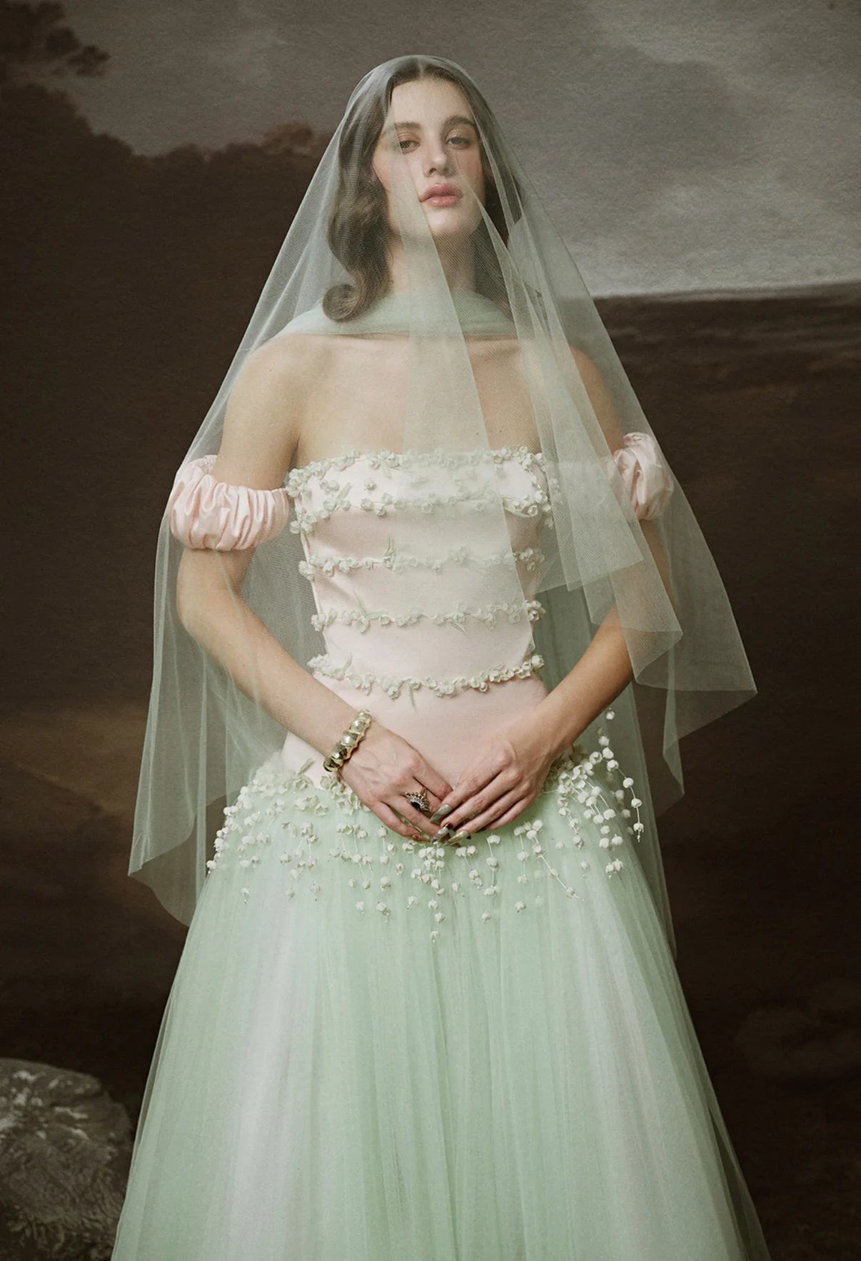 [品牌授权] LINH PHUNG Green Persephone Pink Maxi Dress
