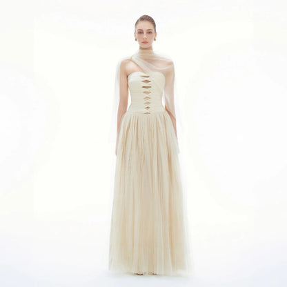 BYDENIO Elizabeth strapless lace mesh dress