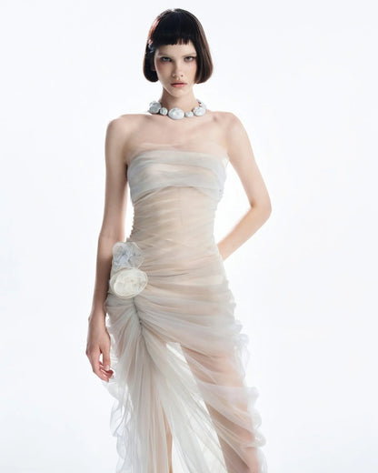 [品牌授权] MUST HAVE Strapless Color-Blocked Mesh Dress Regular price
