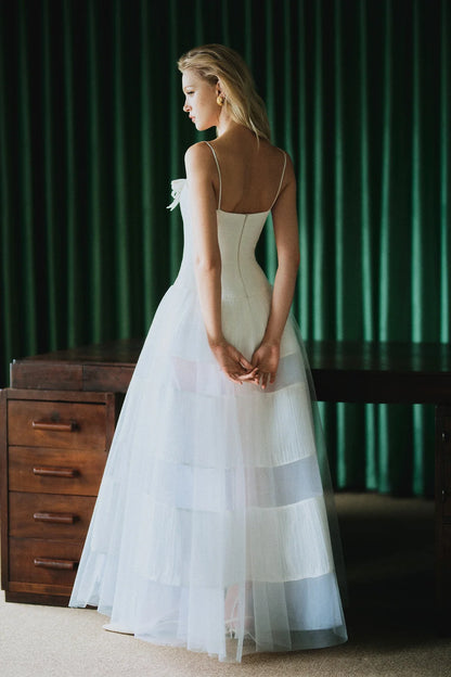 CICI SKYLAR Bow Mesh Maxi Dress with Cape
