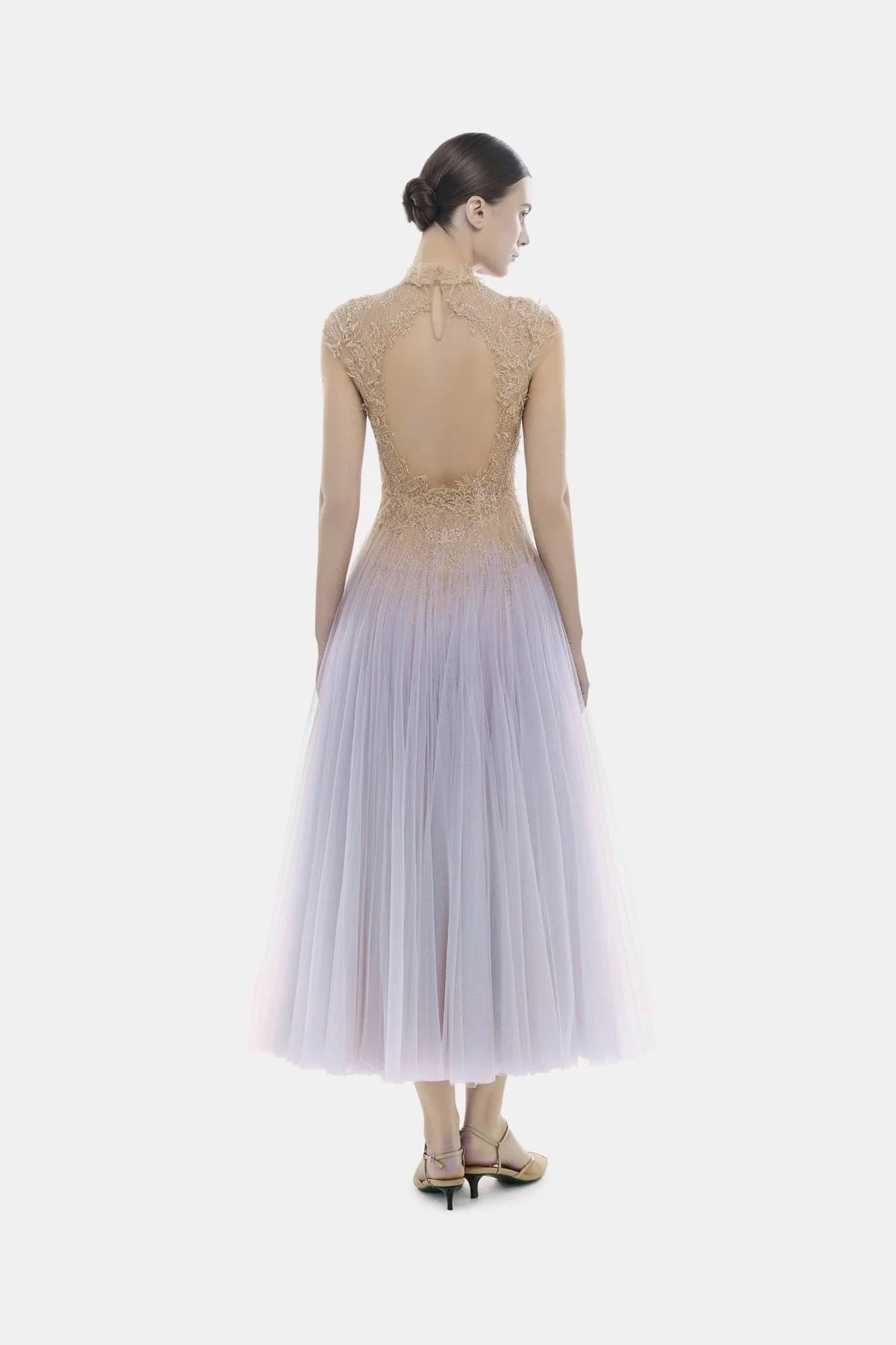 [品牌授权] MONTSAND Purple Ombré Cut-Out Lace Midi Dress