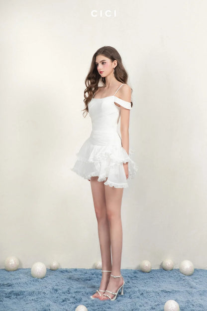 [品牌授权] CICI White HANNI Pleated Mini Dress