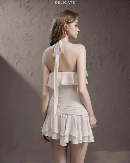 Delicate Rose halter-neck dress