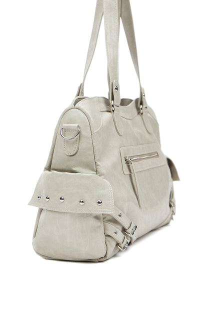 STUD POCKET BIG BAG IN ASH BEIGE — image 7