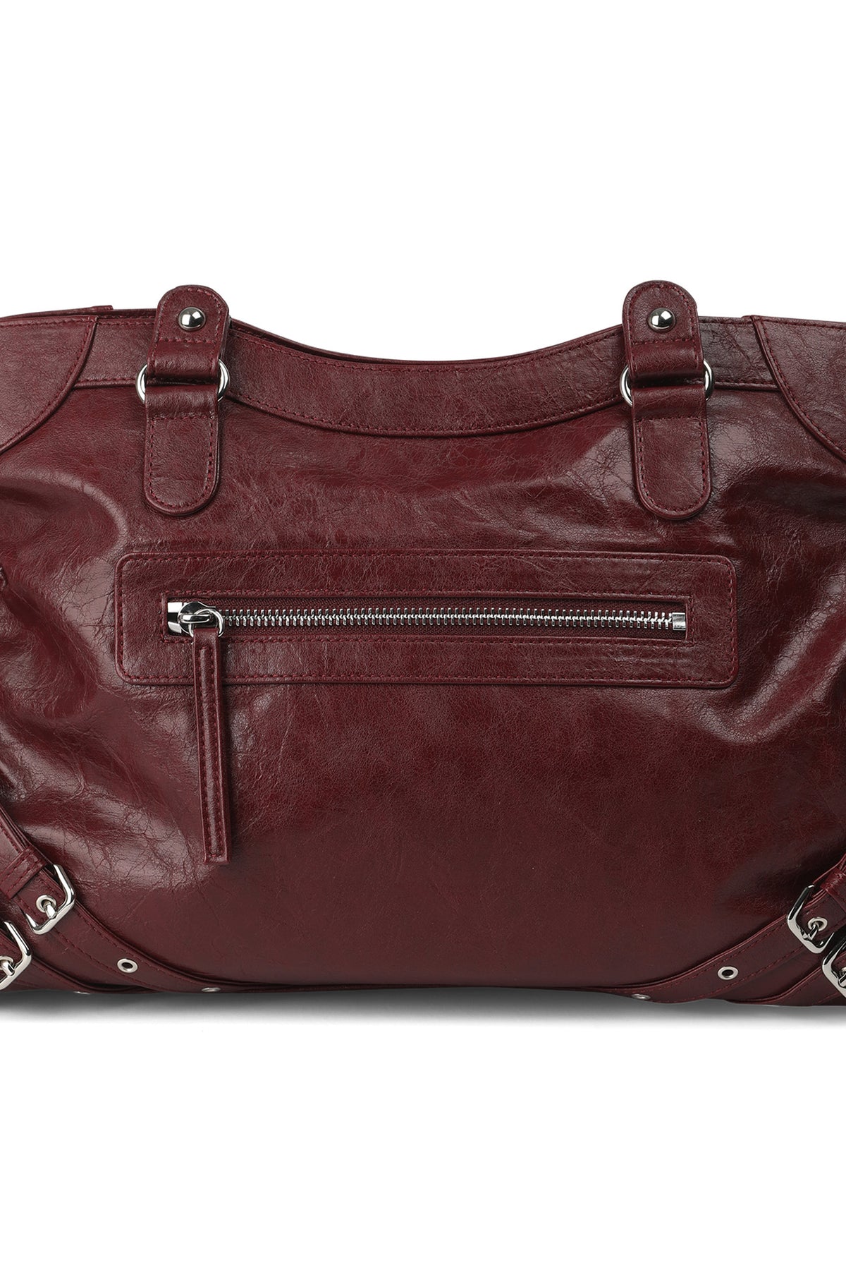 STUD POCKET BIG BAG IN BURGUNDY — image 6