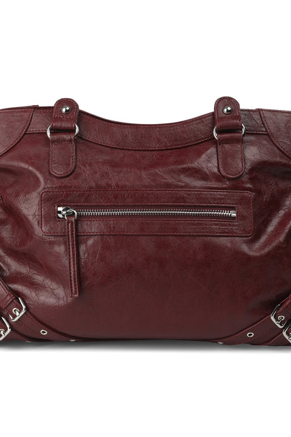STUD POCKET BIG BAG IN BURGUNDY — image 6