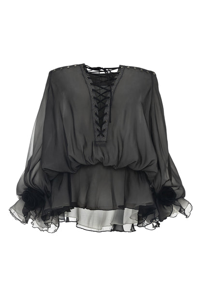 DATT [Best Seller] ORGANZA FLORRIE BLOOM BLOUSE product image