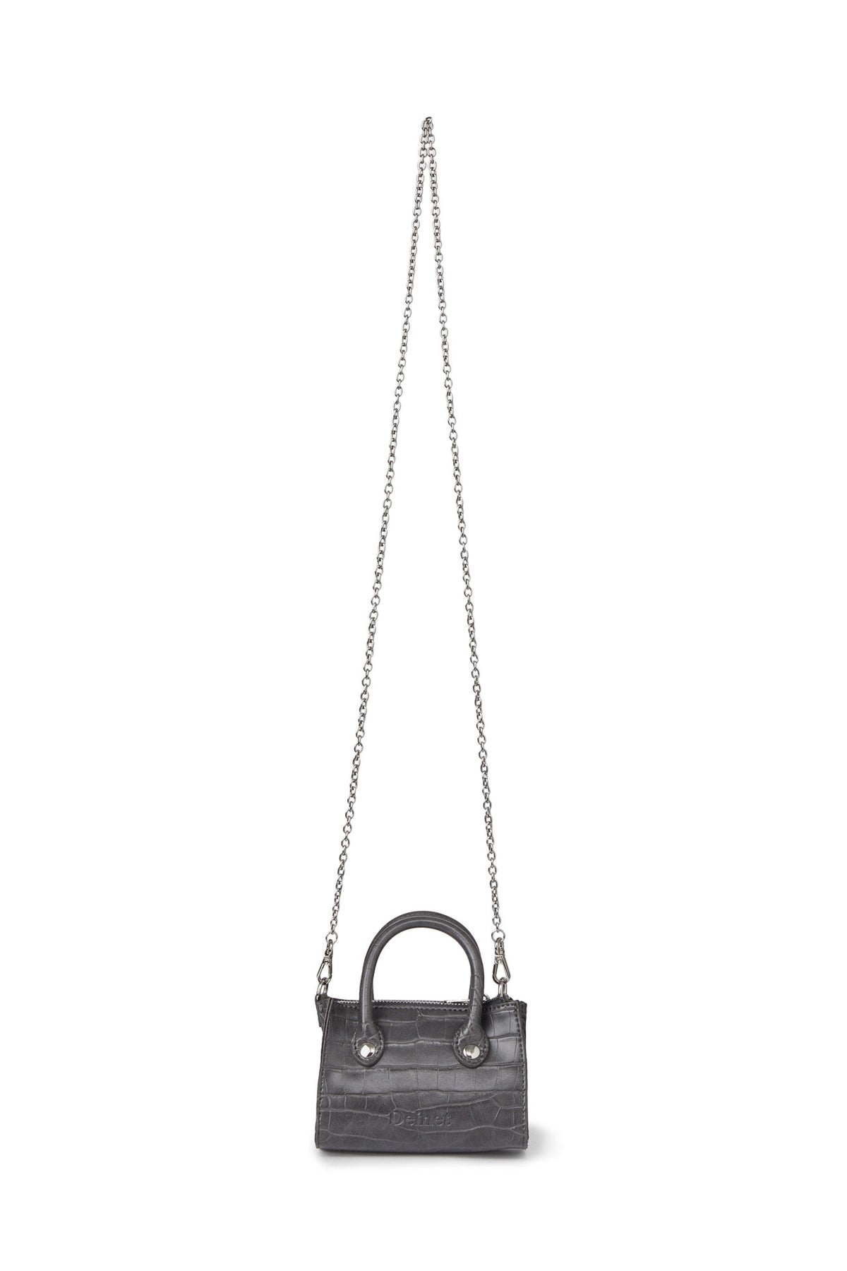 CROCODILE PATTERN CHAIN MINI BAG IN CHARCOAL — image 4