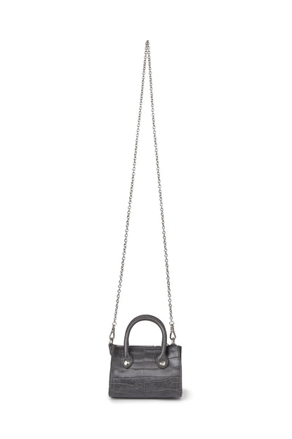 CROCODILE PATTERN CHAIN MINI BAG IN CHARCOAL — image 4