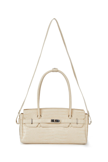 CROCODILE PATTERN TWO-WAY BAG IN CREAM — image 5