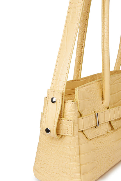 CROCODILE PATTERN TWO-WAY BAG IN BUTTER — image 9