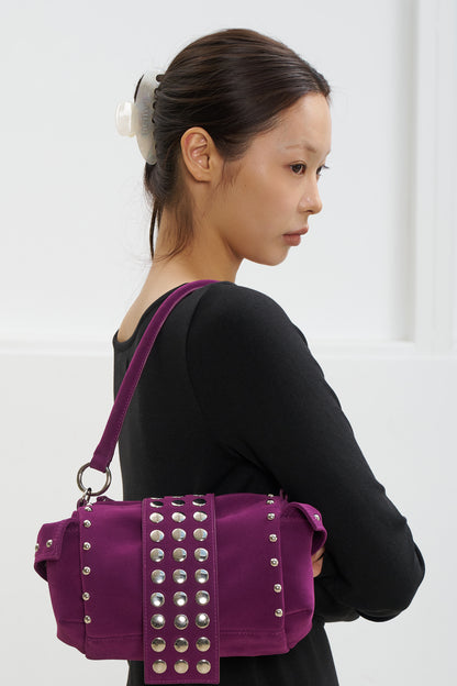TWO-WAY STUD MINI BAG IN PURPLE — image 2
