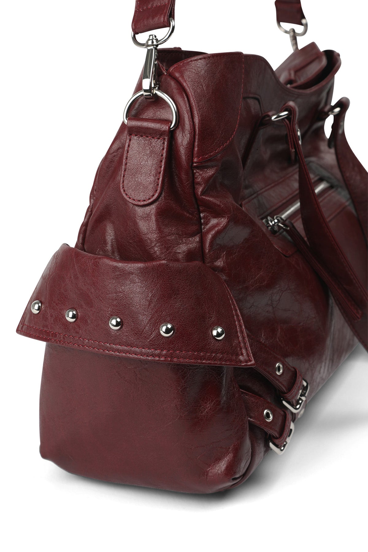 STUD POCKET BIG BAG IN BURGUNDY — image 7