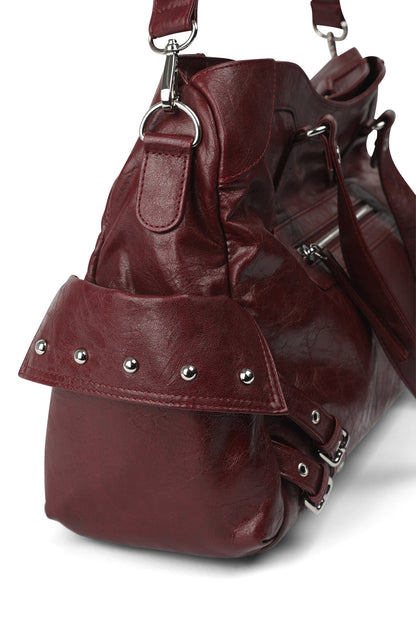 STUD POCKET BIG BAG IN BURGUNDY — image 7