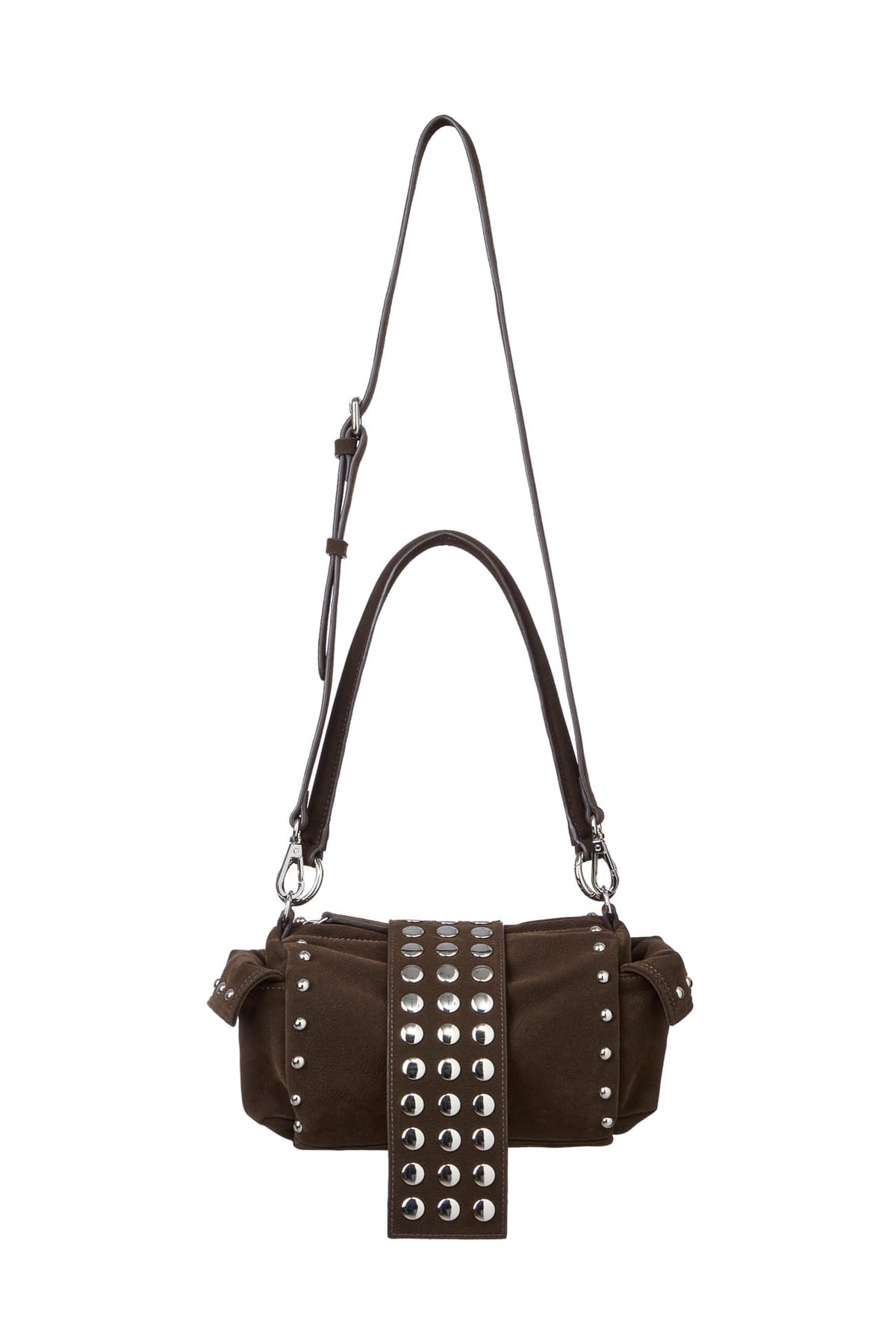 TWO-WAY STUD MINI BAG IN BROWN — image 6
