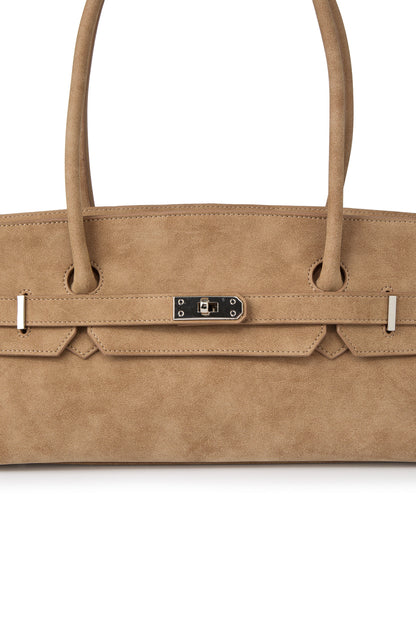 FAUX SUEDE TWO-WAY BAG IN BEIGE — image 7