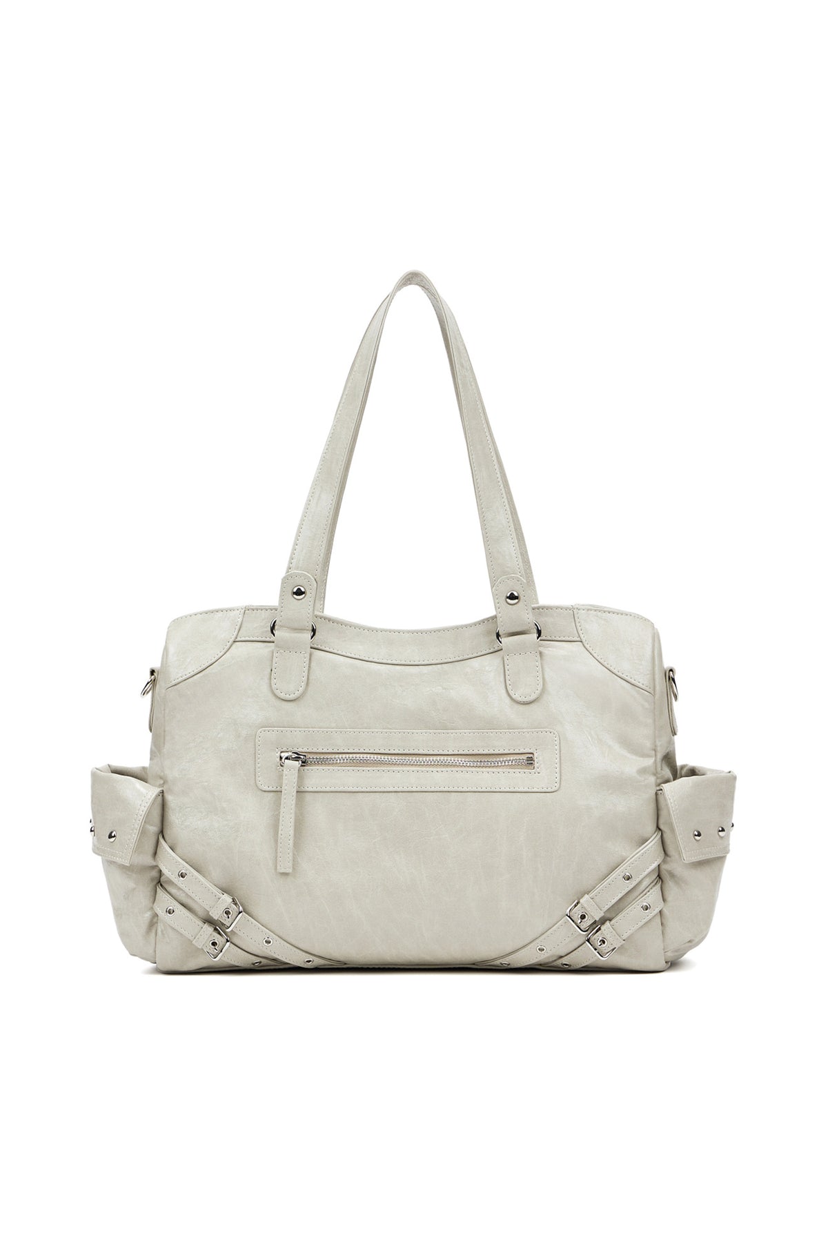 STUD POCKET BIG BAG IN ASH BEIGE — image 2