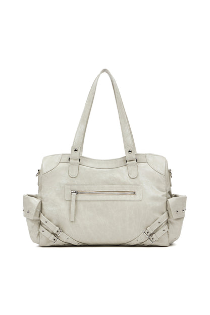 STUD POCKET BIG BAG IN ASH BEIGE — image 2