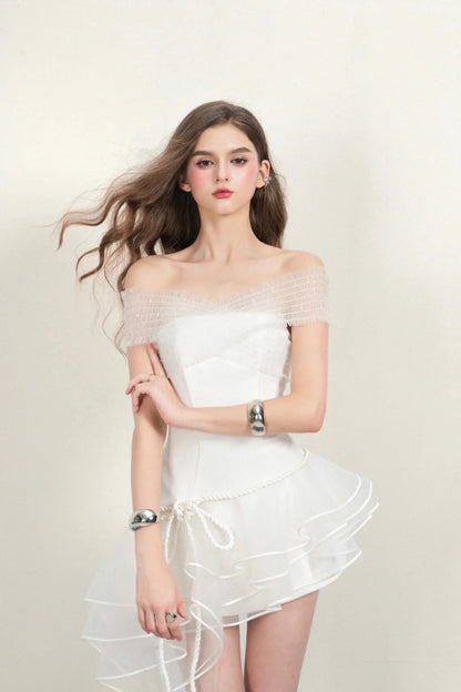 [品牌授权] CICI White CLAUDIE Pleated Mini Dress