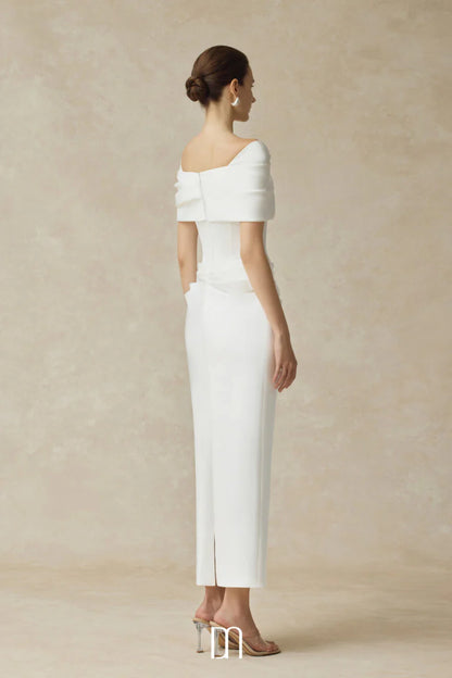 BYDENIO Solora Bodycon midi dress with shoulder-hip draping