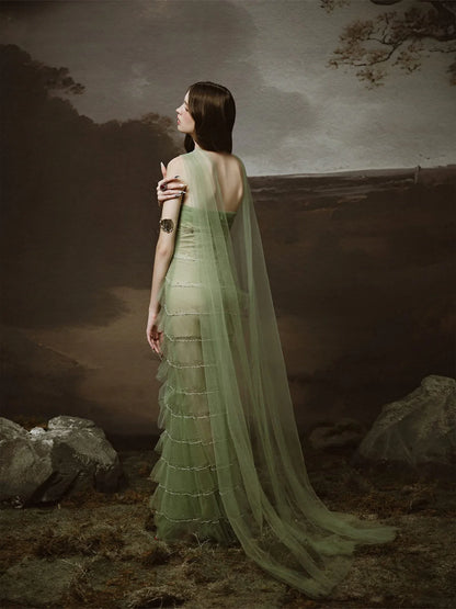[品牌授权] LINH PHUNG Green Sabrina Maxi Dress