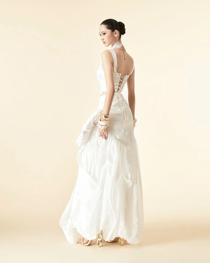 [品牌授权] MAEL FEMME WHITE BLACK KELLA TOP DRIZELLA MAXI SKIRT