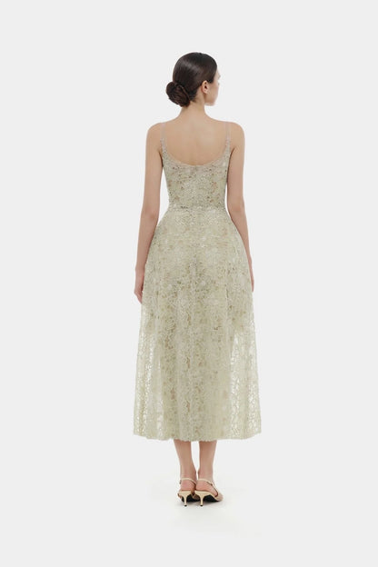 [品牌授权] MONTSAND Flower Lace Midi Dress - Green