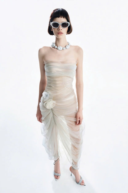 [品牌授权] MUST HAVE Strapless Color-Blocked Mesh Dress Regular price