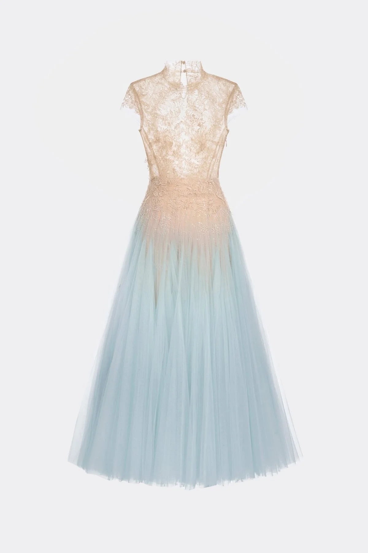[品牌授权] MONTSAND Blue Ombré Cut-Out Lace Midi Dress
