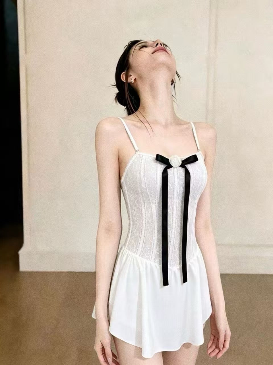 Ivory Rosette Swim Dress image 4