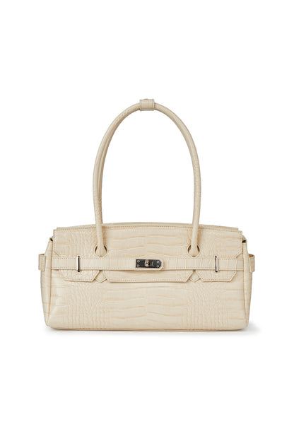 CROCODILE PATTERN TWO-WAY BAG IN CREAM — image 1
