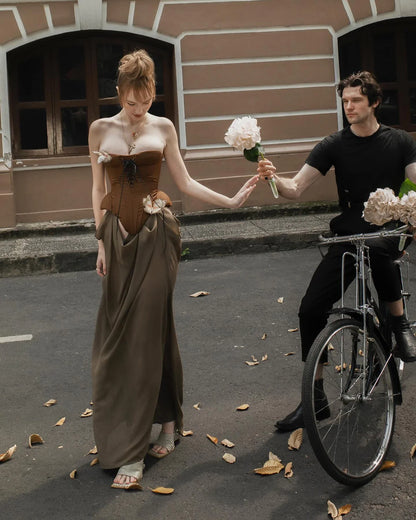 [品牌授权] HUELLEY ROSE Brown Maxi dress