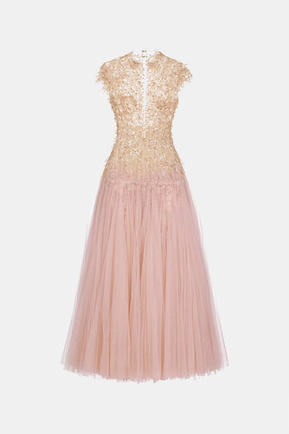 [品牌授权] MONTSAND Pink Ombré Cut-Out Lace Midi Dress
