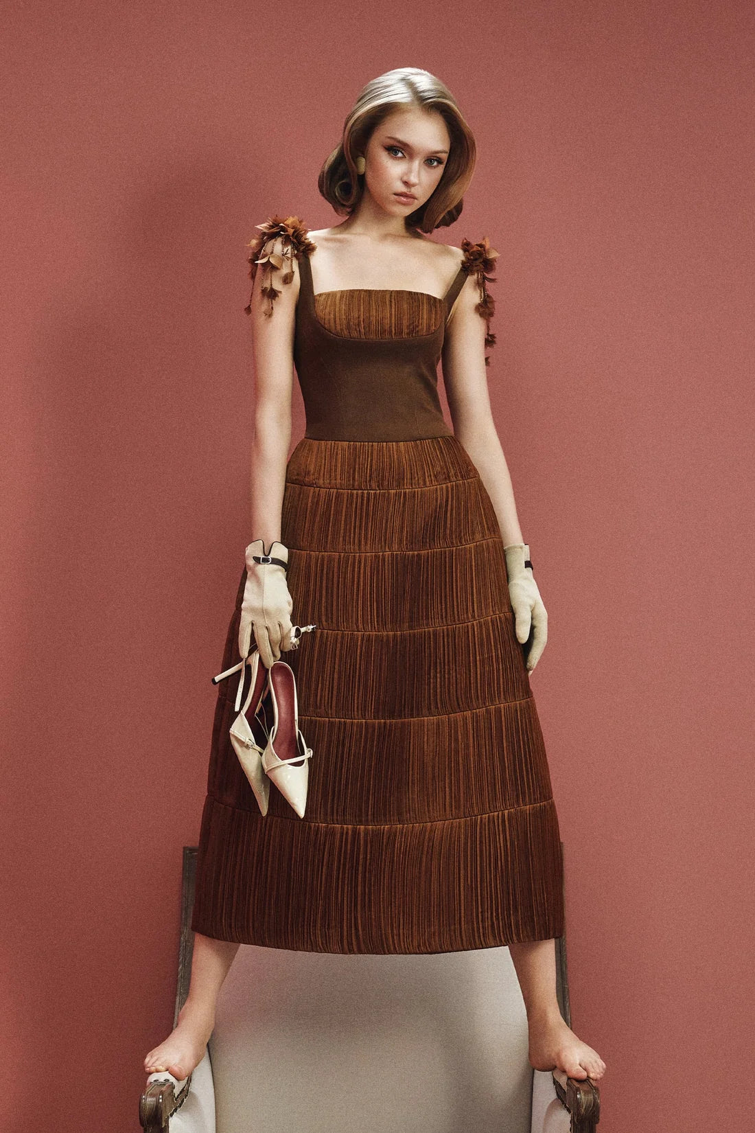 CICI TERRINA Strap-Detail Midi Dress