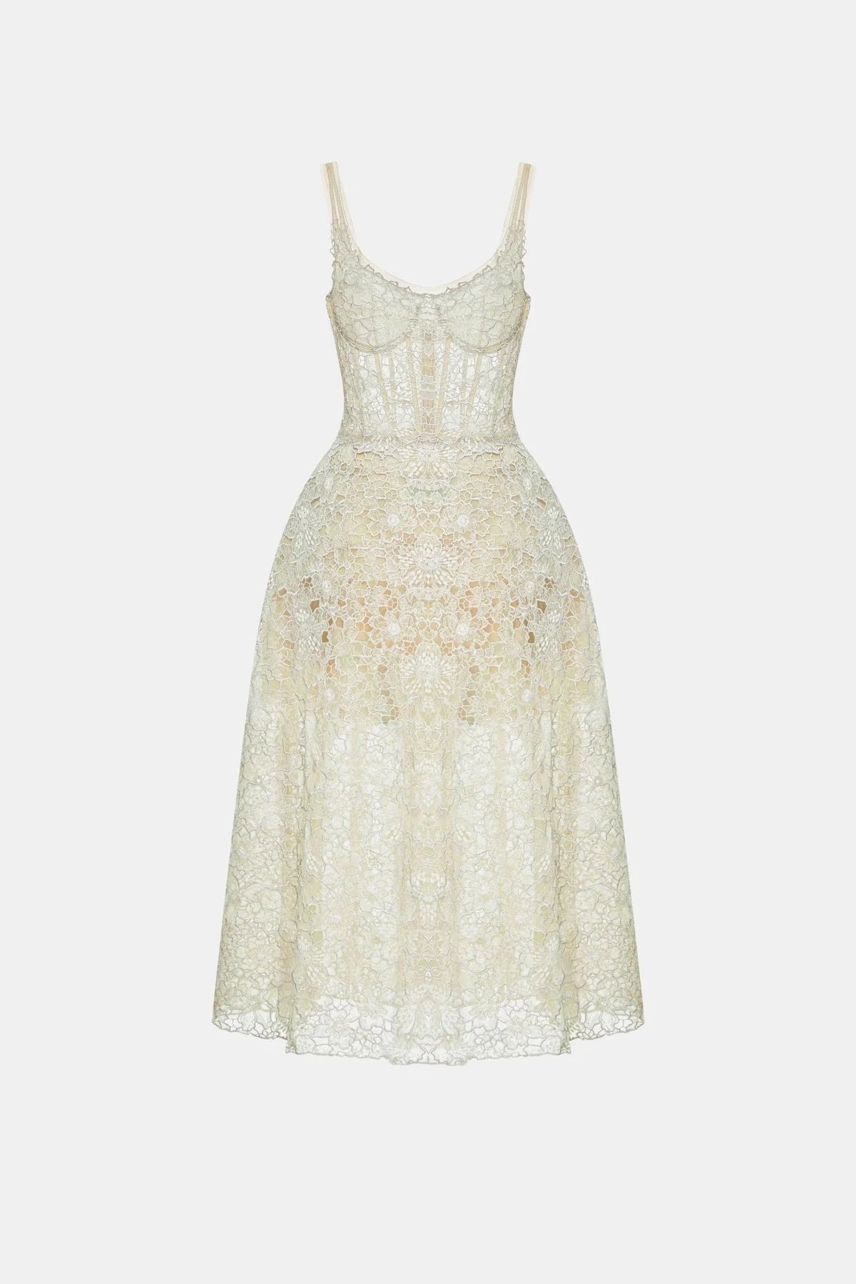 [品牌授权] MONTSAND Flower Lace Midi Dress - Green