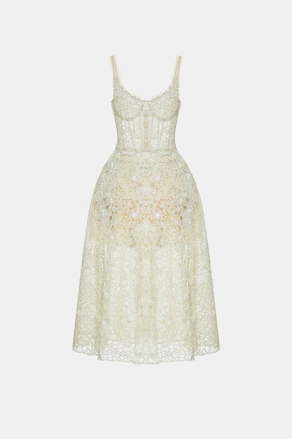 [品牌授权] MONTSAND Flower Lace Midi Dress - Green
