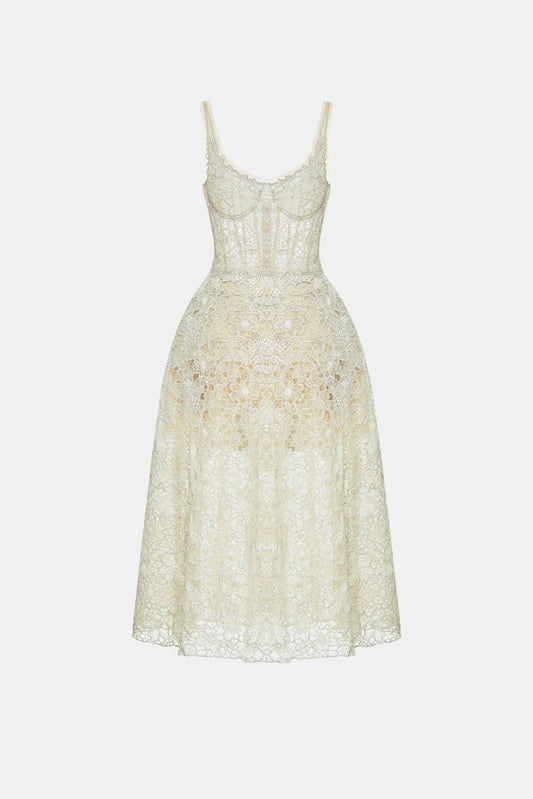[品牌授权] MONTSAND Flower Lace Midi Dress - Green