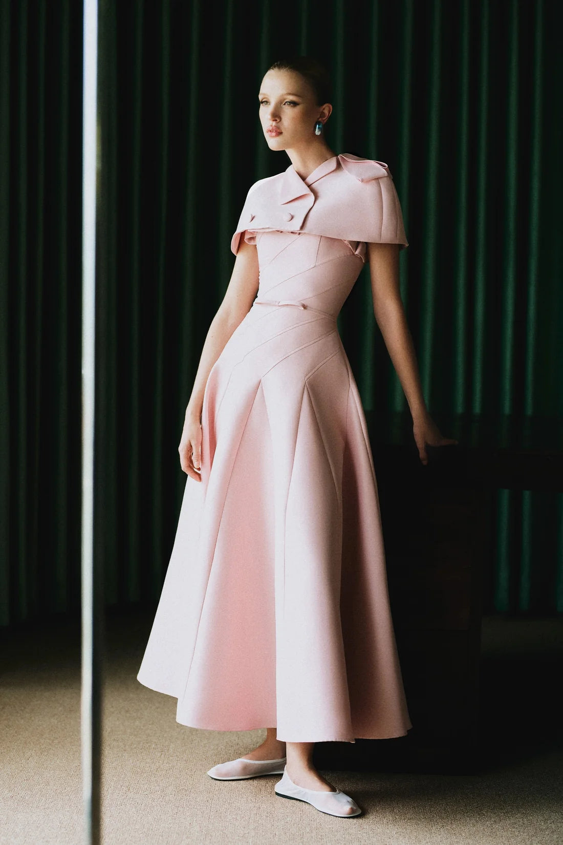 CICI CHLOE Flared Midi Dress with Cape