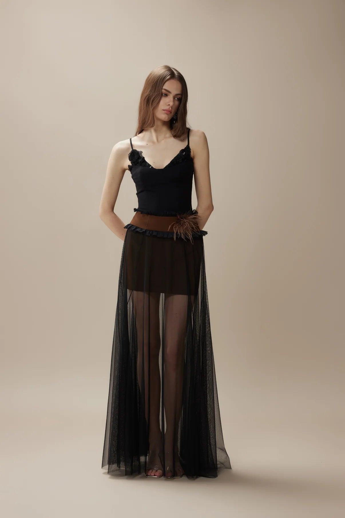 FA SOGNO Top & Maxi Skirt  - BLACK