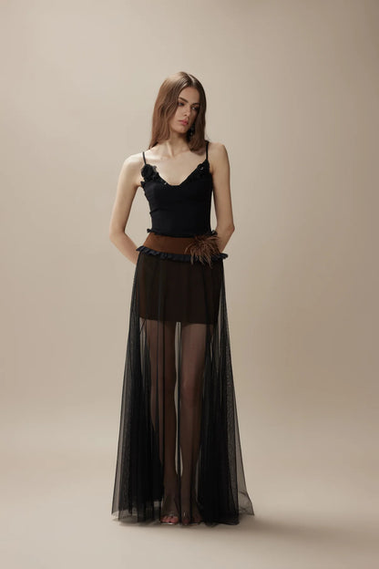 FA SOGNO Top & Maxi Skirt  - BLACK