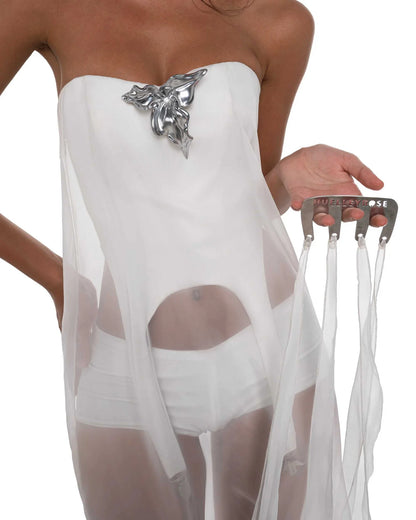 Huelleyrose Sepia Dress with Flower Pin & Comb Regular price