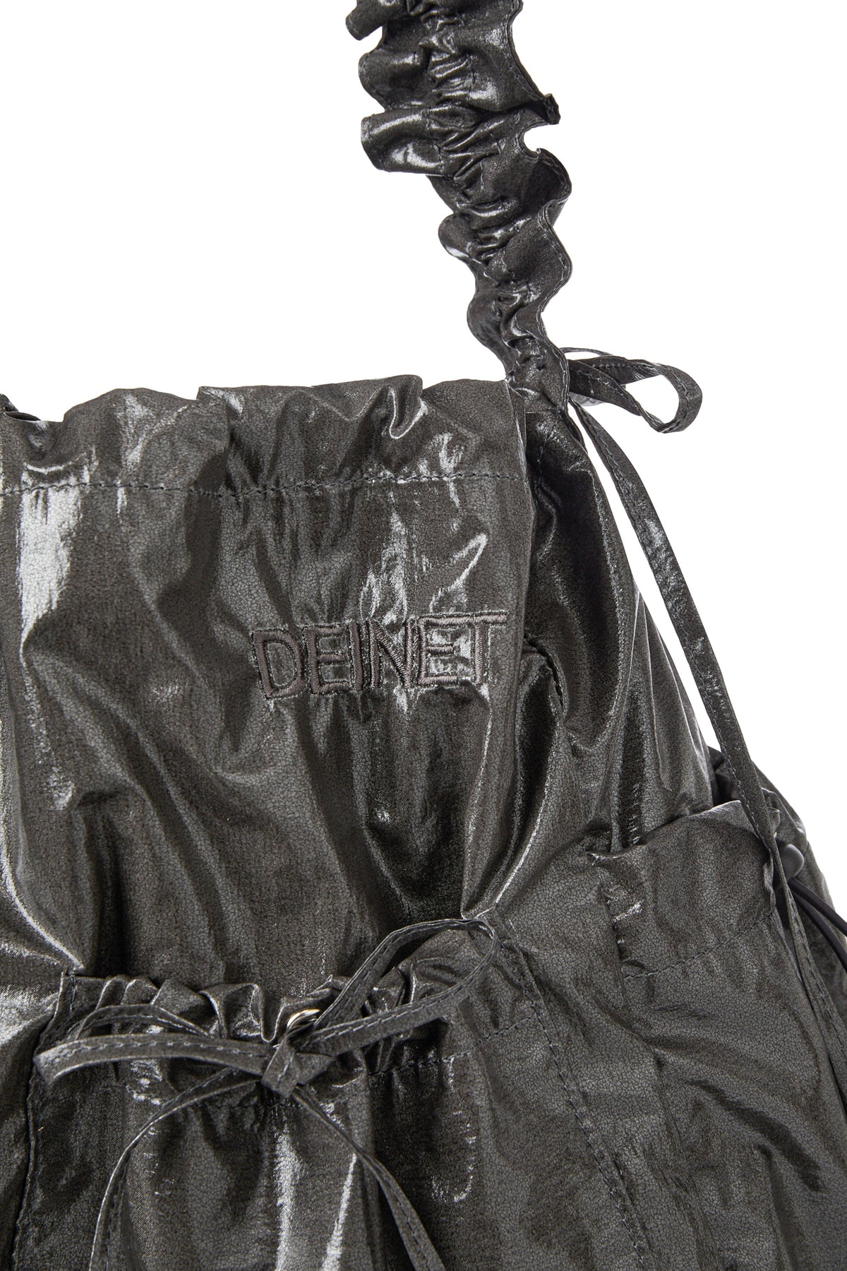 DEINET COATING SHIRRING BAG IN CHARCOAL — image 7